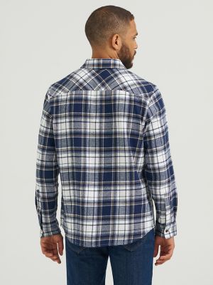Men's Western Flannel Button Down Shirt in Indigo