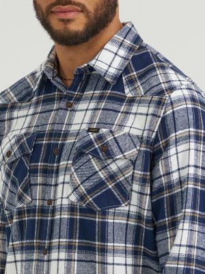 Men's Western Flannel Button Down Shirt in Indigo