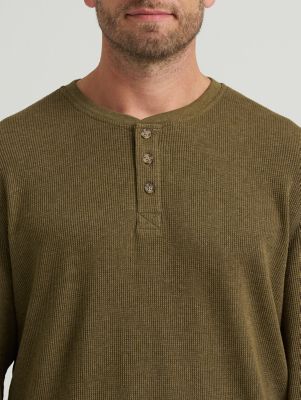 Men's Waffle Knit Henley Shirt