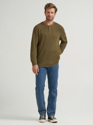Men's Waffle Knit Henley Shirt