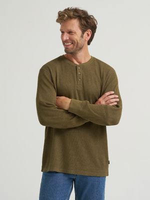 Men's Waffle Knit Henley Shirt