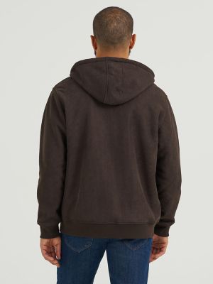 Men's Knit Corduroy Sherpa Lined Hoodie in Chocolate