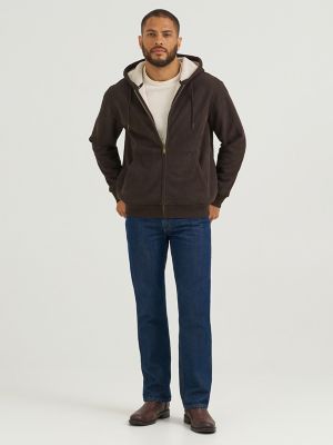 Men's Knit Corduroy Sherpa Lined Hoodie in Chocolate