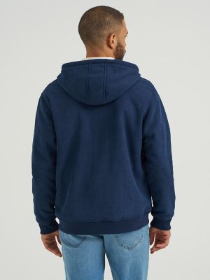 Men's Knit Corduroy Sherpa Lined Hoodie in Indigo