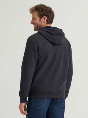 Men's Textured Sherpa Lined Hoodie in Black