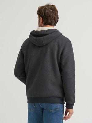 Men's Textured Sherpa Lined Hoodie in Charcoal Heather