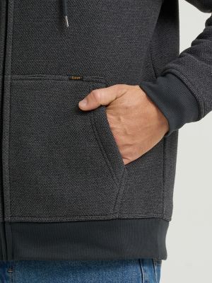 Men's Textured Sherpa Lined Hoodie in Charcoal Heather