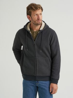 Men's Textured Sherpa Lined Hoodie in Charcoal Heather