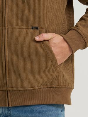 Men's Knit Corduroy Sherpa Lined Hoodie
