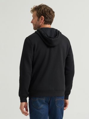 Men's Brushed Back Fleece Full Zip Hoodie in Black