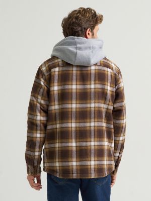 Men's Hooded Sherpa Lined Shirt Jacket