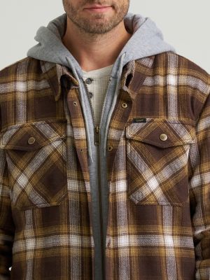 Men's Hooded Sherpa Lined Shirt Jacket