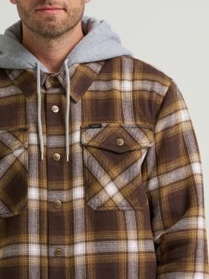 Men's Hooded Sherpa Lined Shirt Jacket