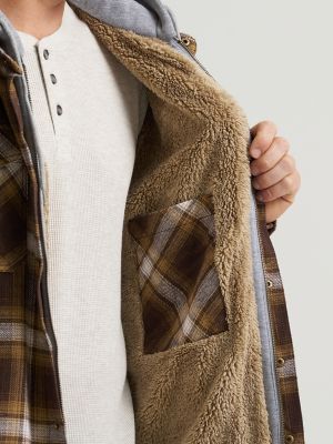 Men's Hooded Sherpa Lined Shirt Jacket