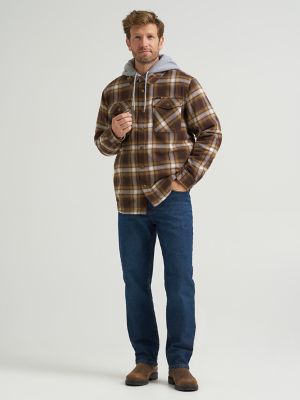 Men's Hooded Sherpa Lined Shirt Jacket