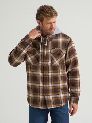 Men's Hooded Sherpa Lined Shirt Jacket