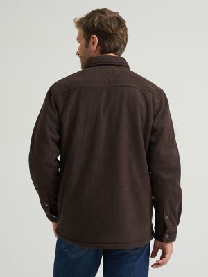 Men's Knit Corduroy Sherpa Lined Shirt Jacket in Chocolate Torte