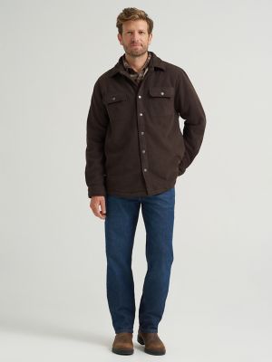 Men's Knit Corduroy Sherpa Lined Shirt Jacket in Chocolate Torte