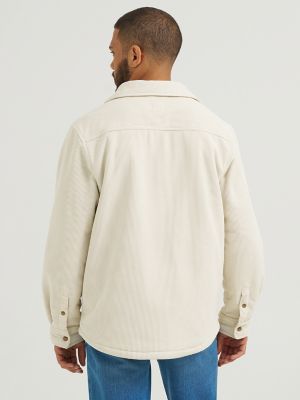 Men's Knit Corduroy Sherpa Lined Shirt Jacket in Pistachio