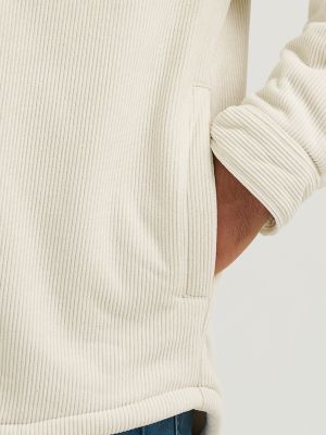 Men's Knit Corduroy Sherpa Lined Shirt Jacket in Pistachio