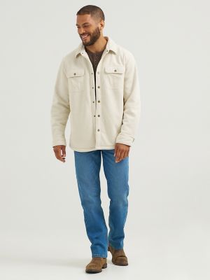Men's Knit Corduroy Sherpa Lined Shirt Jacket in Pistachio