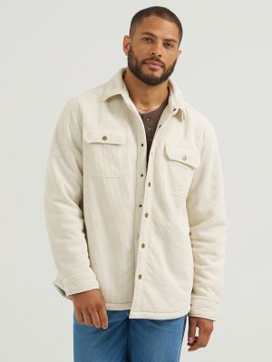 Men's Knit Corduroy Sherpa Lined Shirt Jacket in Pistachio