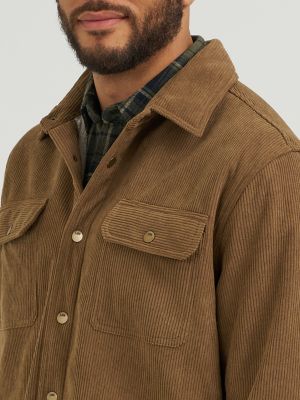 Men's Knit Corduroy Sherpa Lined Shirt Jacket