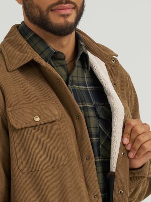 Men's Knit Corduroy Sherpa Lined Shirt Jacket