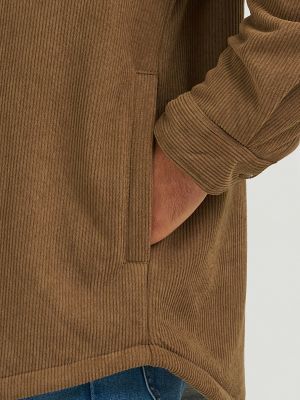 Men's Knit Corduroy Sherpa Lined Shirt Jacket