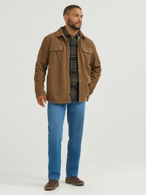 Men's Knit Corduroy Sherpa Lined Shirt Jacket