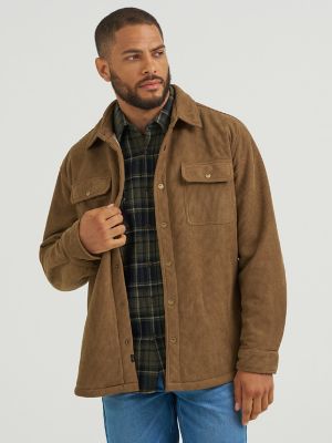 Men's Knit Corduroy Sherpa Lined Shirt Jacket