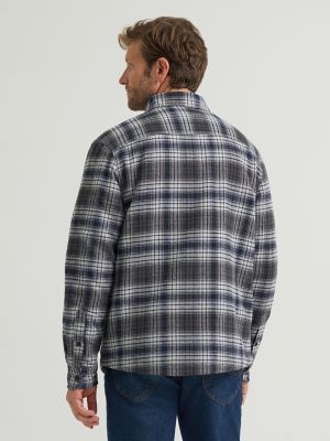 Men's Quilted Flannel Shirt Jacket in Grey Heather