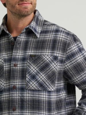 Men's Quilted Flannel Shirt Jacket in Grey Heather