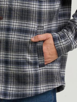 Men's Quilted Flannel Shirt Jacket in Grey Heather
