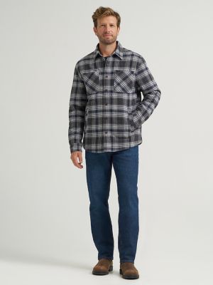 Men's Quilted Flannel Shirt Jacket in Grey Heather