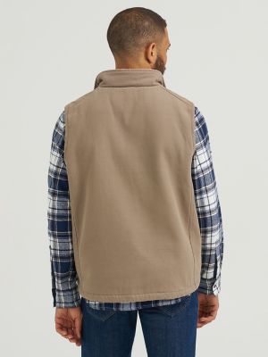 Men's Stonewashed Canvas Vest in Timberwolf