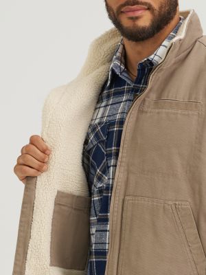 Men's Stonewashed Canvas Vest in Timberwolf
