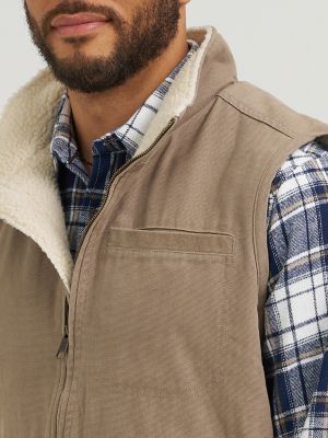 Men's Stonewashed Canvas Vest in Timberwolf