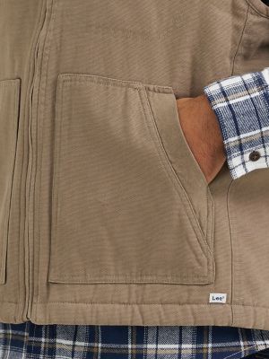 Men's Stonewashed Canvas Vest in Timberwolf