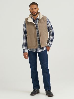Men's Stonewashed Canvas Vest in Timberwolf