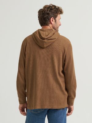 Men's Mini Waffle Knit Hoodie in Sepia
