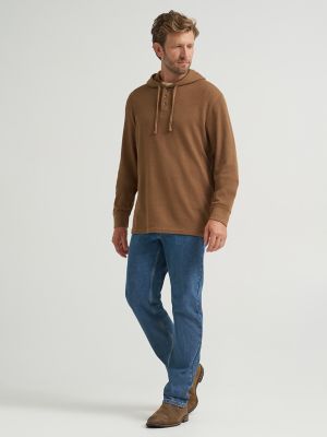 Men's Mini Waffle Knit Hoodie in Sepia