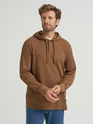 Men's Mini Waffle Knit Hoodie in Sepia