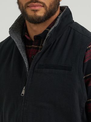 Men's Stonewashed Canvas Vest in Black
