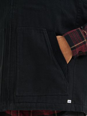 Men's Stonewashed Canvas Vest in Black