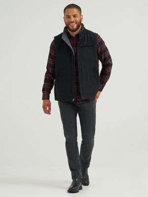 Men's Stonewashed Canvas Vest in Black