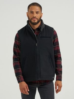 Men's Stonewashed Canvas Vest in Black