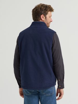 Men's Sherpa Lined Corduroy Vest in Indigo
