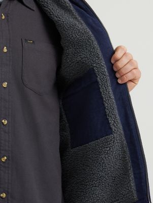 Men's Sherpa Lined Corduroy Vest in Indigo