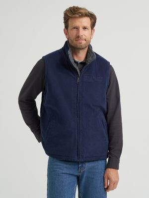 Men's Sherpa Lined Corduroy Vest in Indigo